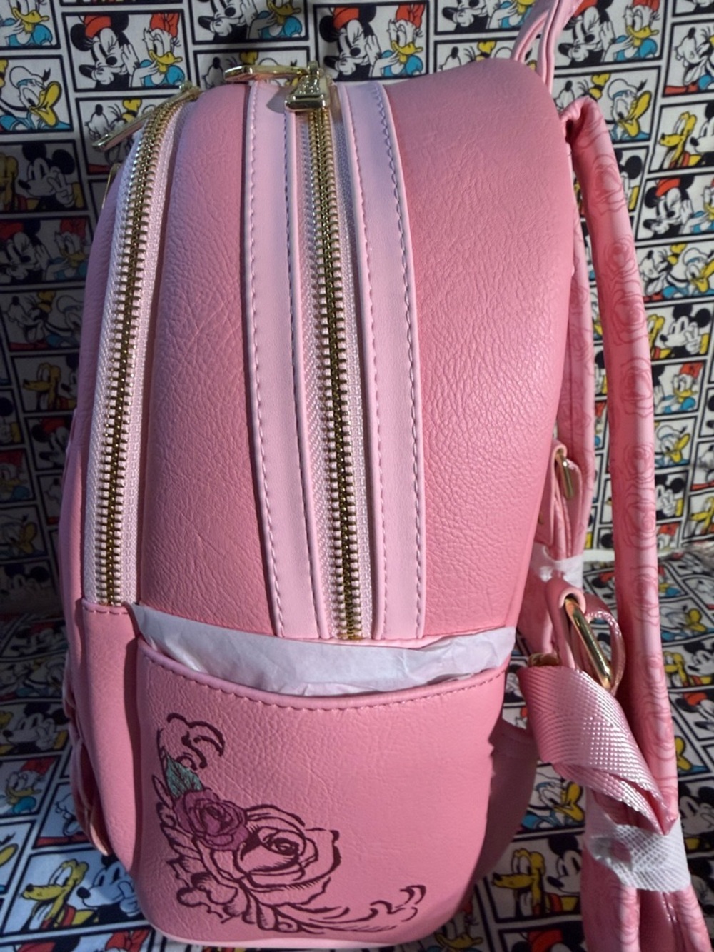 Loungefly Disney Princess Beauty and the Beast Pink 3D Roses Mini Backpack 2025 - Picture 8 of 12